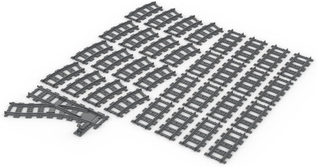 Steinchenshop City Bausteine Schienen Set Kurven Weiche Gerade kompatibel mit dem Marktführer (Schie