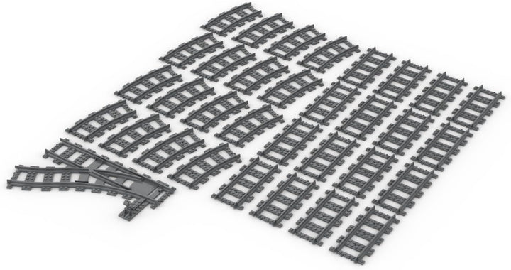 Steinchenshop City Bausteine Schienen Set Kurven Weiche Gerade kompatibel mit dem Marktführer (Schie