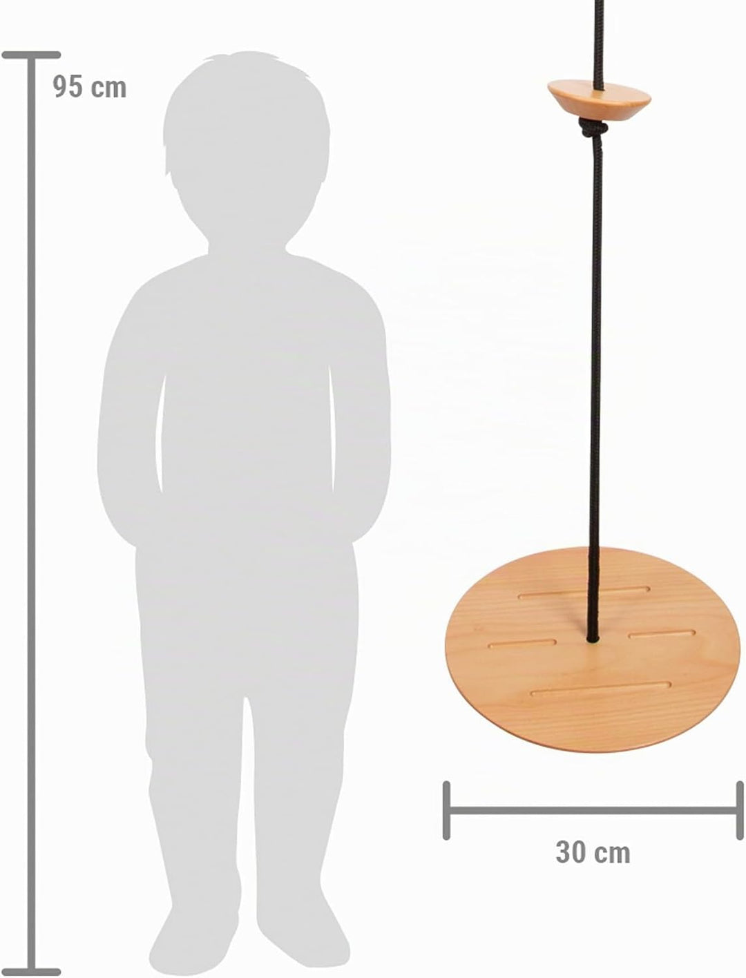 small foot Tellerschaukel mit Kletterseil „Black Line“, Kletterschaukel für Kinder und Erwachsene, a