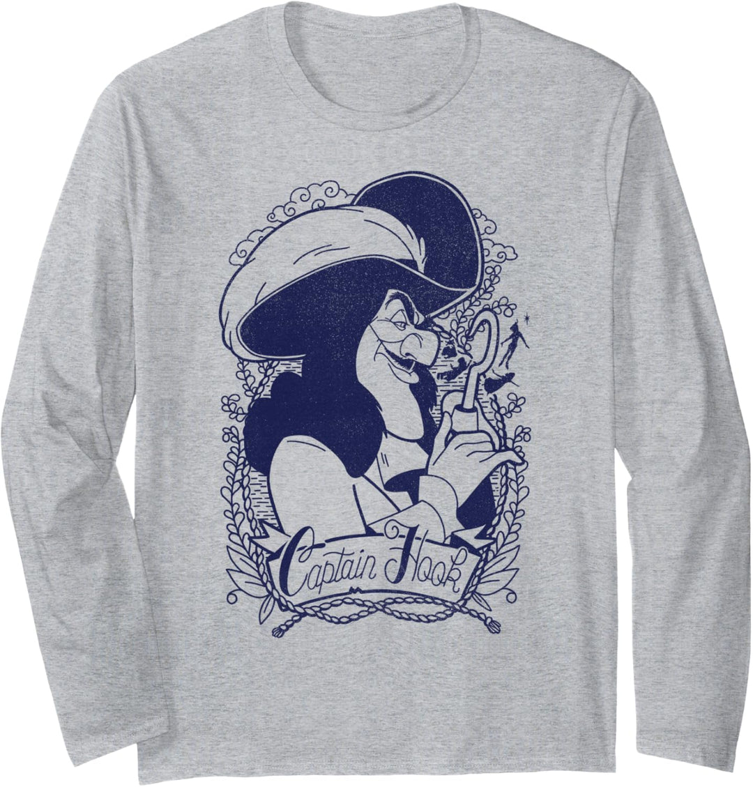 Disney Peter Pan Captain Hook Outline Portrait Langarmshirt