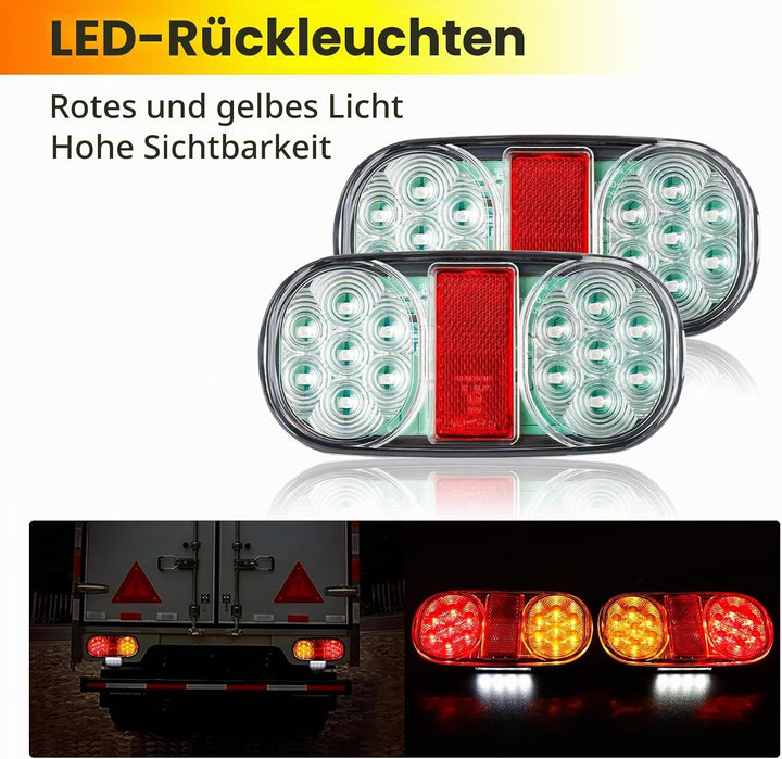 AOHEWEI LED Anhänger Rückleuchten 12V Beleuchtung Bremslichten Lkw Heckleuchte Blinklicht Hinten Was