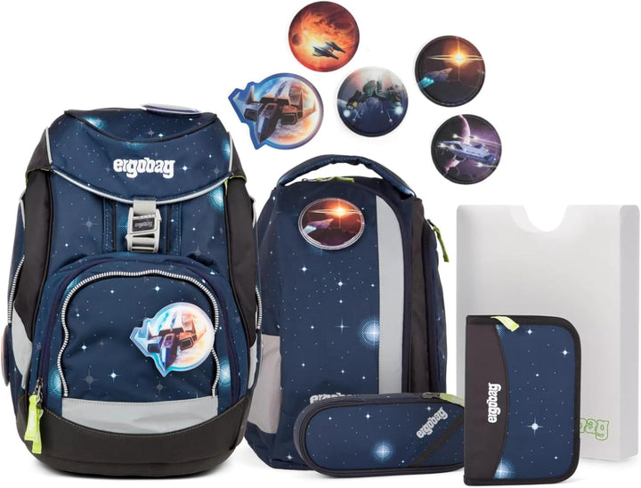 ergobag pack Set ergonomischer Schulrucksack, Set 6-teilig VoltiBär - Petrol Einheitsgrösse