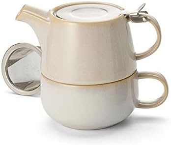 NEU teemando® Tea for one Set "Mans" + Tea for one Set "Tuva" Keramik, 4-teilig mit Edelstahlsieb- u