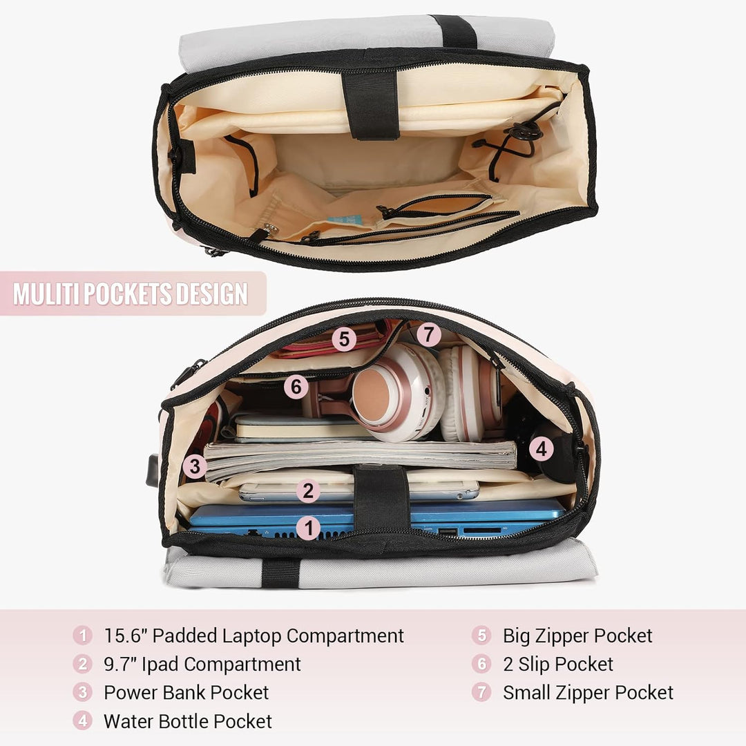 LOVEVOOK Rucksack Damen Elegant Daypack Wasserdichter Tagesrucksack mit Laptopfach 15,6 Zoll & Anti