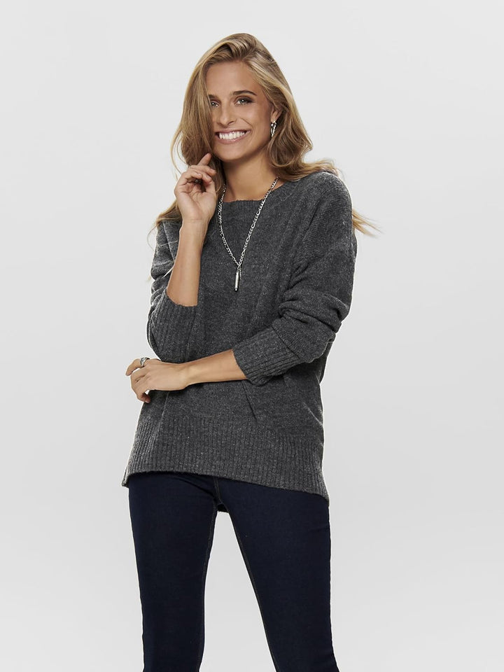 ONLY Female Strickpullover ONLNANJING Strickpullover M Dark Grey Melange, M Dark Grey Melange