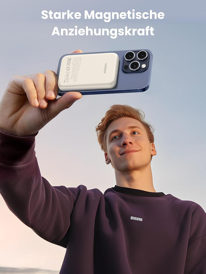 UGREEN Nexode Wireless Powerbank 10000mAh Magnetische Power Bank mit USB-C Schnellladefunktion, Kabe
