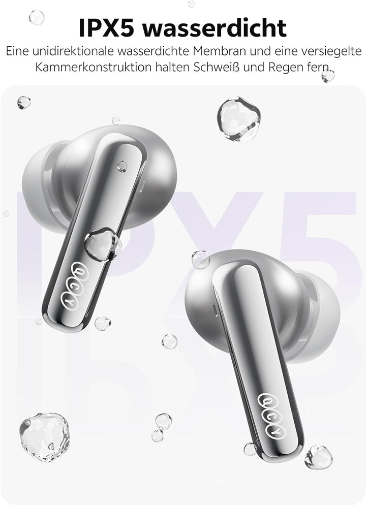 QCY MeloBuds N70 Bluetooth Kopfhörer mit Adaptive Hybride Geräuschunterdrückung,-56dB Noise Cancelli