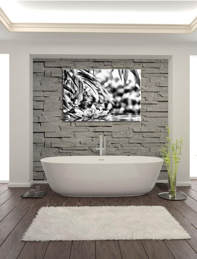 Pixxprint Weisse Seerose im Wasser Wellness als Leinwandbild/Grösse: 100x70 / Wandbild/Kunstdruck/fe