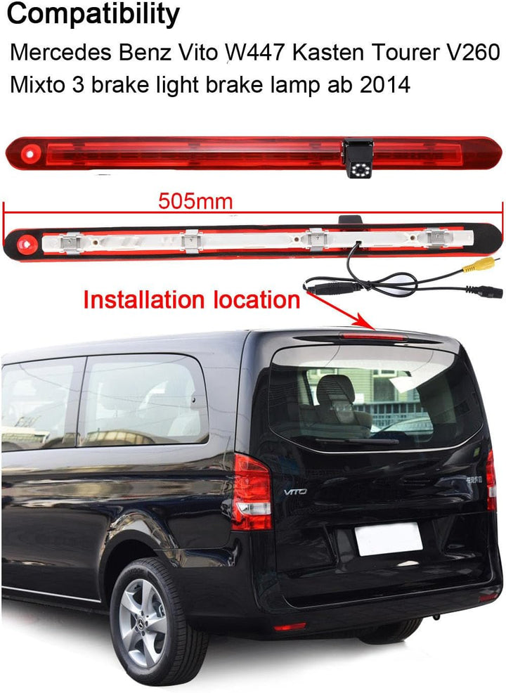 【Neues Modell mit 8 Lichtern】Auto Dritte Dach Top Mount Bremsleuchte Kamera HD Nachtsicht Bremslicht