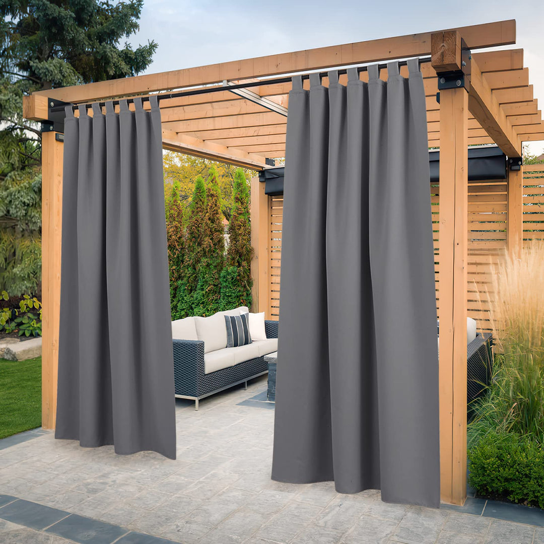 PONY DANCE Outdoor Gardinen Wetterfest 2er Set Terrasse Vorhänge Wasserdicht H 274 x B 132 cm Outdoo