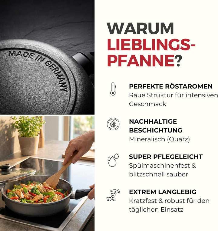 Lieblingspfanne LP224-3 Schmorpfanne Aluminium Guss 24 cm Hochrand 24 cm, Hochrand 24 cm