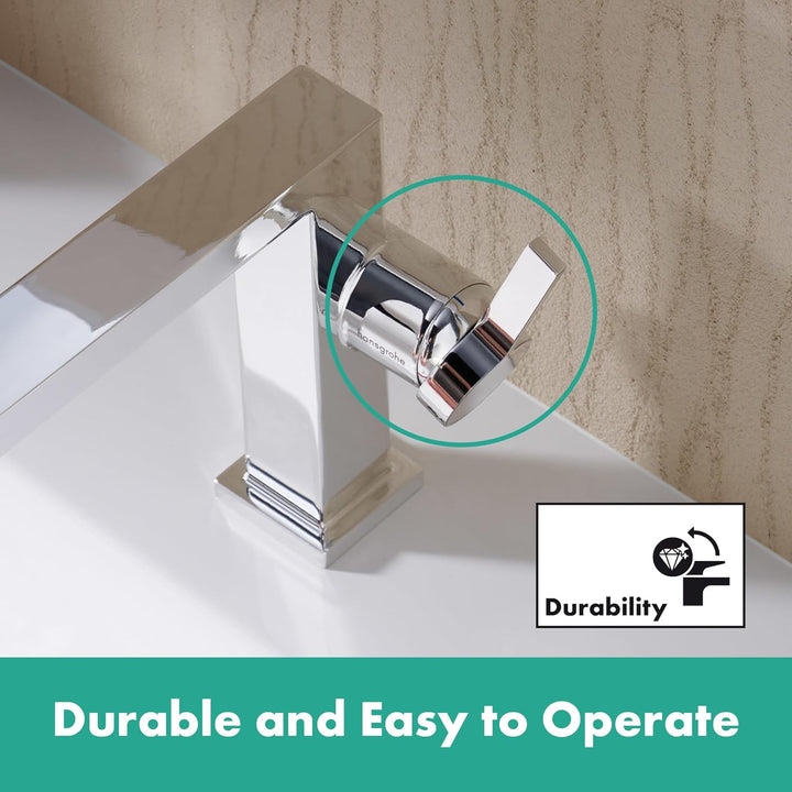 hansgrohe Tecturis E - Waschtischarmatur mit Zugstangen-Ablauf, energiesparend (CoolStart), Wasserha