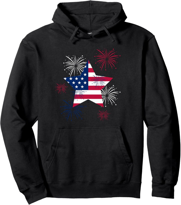 American 4th of July Independence Day Fireworks US Flag Pullover Hoodie