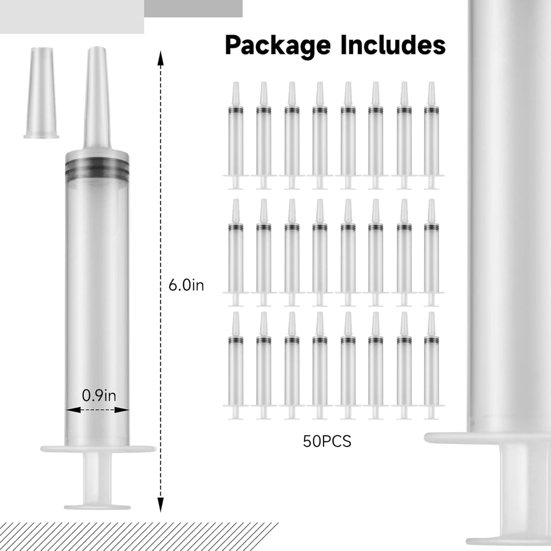 50 Stück Jelly Shot - 20ml Spritzen mit Tip Cap Wiederverwendbare Plastikspritzen für Flüssigkeiten,