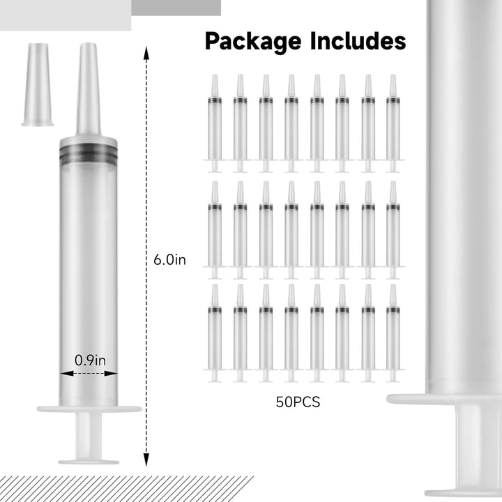 50 Stück Jelly Shot - 20ml Spritzen mit Tip Cap Wiederverwendbare Plastikspritzen für Flüssigkeiten,