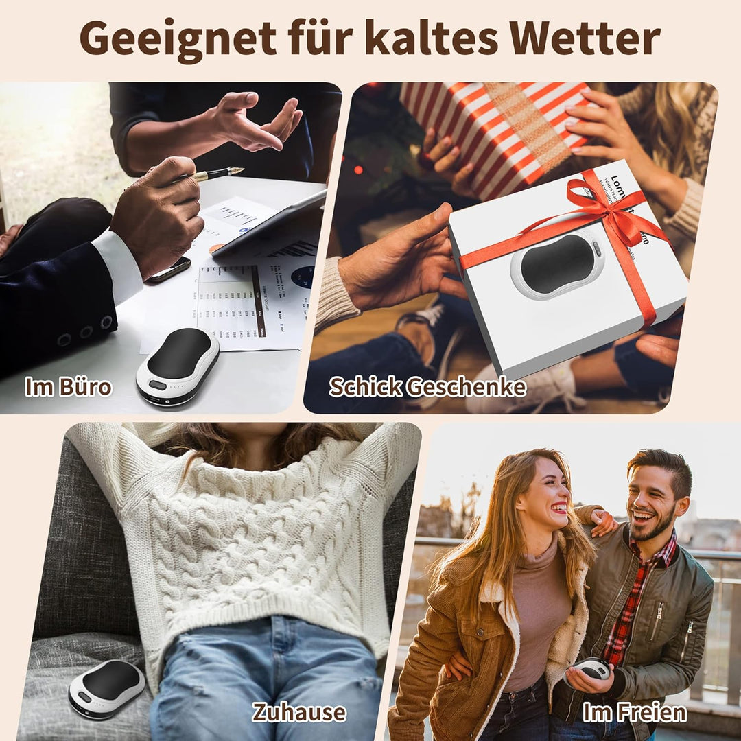 Lomvset Handwärmer Elektrisch 10000 mAh USB Wiederaufladbarer, Handwärmer Wiederverwendbar Wandern G