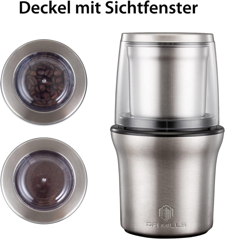 DR MILLS DM-7412M Elektrische Gewürz- und Kaffeemühle, Mühle und Hackmesser, abnehmbarer Becher, abw