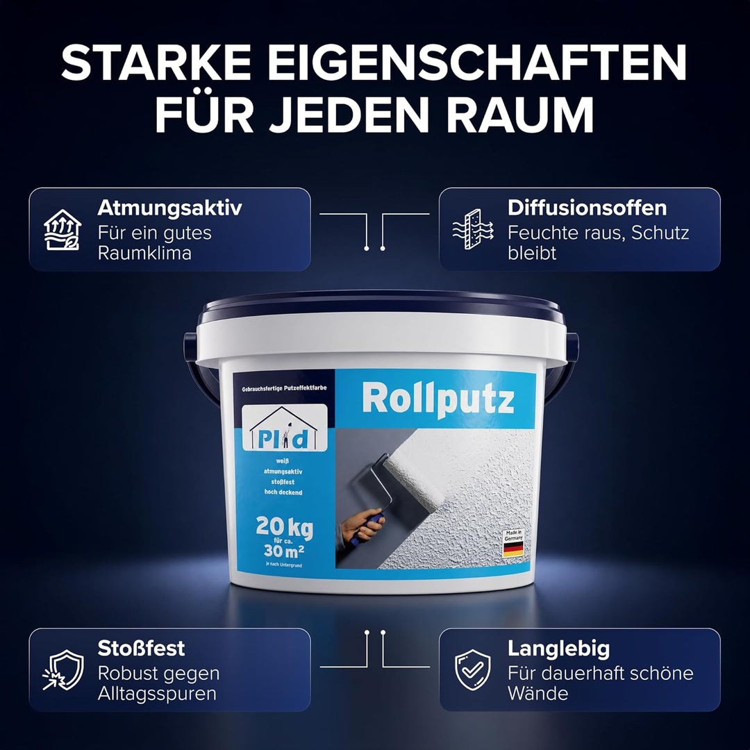 PLID® Rollputz innen & aussen fein Weiss matt [20kg] - atmungsaktiv hohe Deckkraft verarbeitungsfert