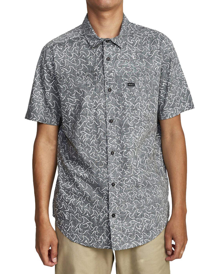 RVCA Herren Hemd Oblow Waves Buttondown, Grösse XL, Schwarz