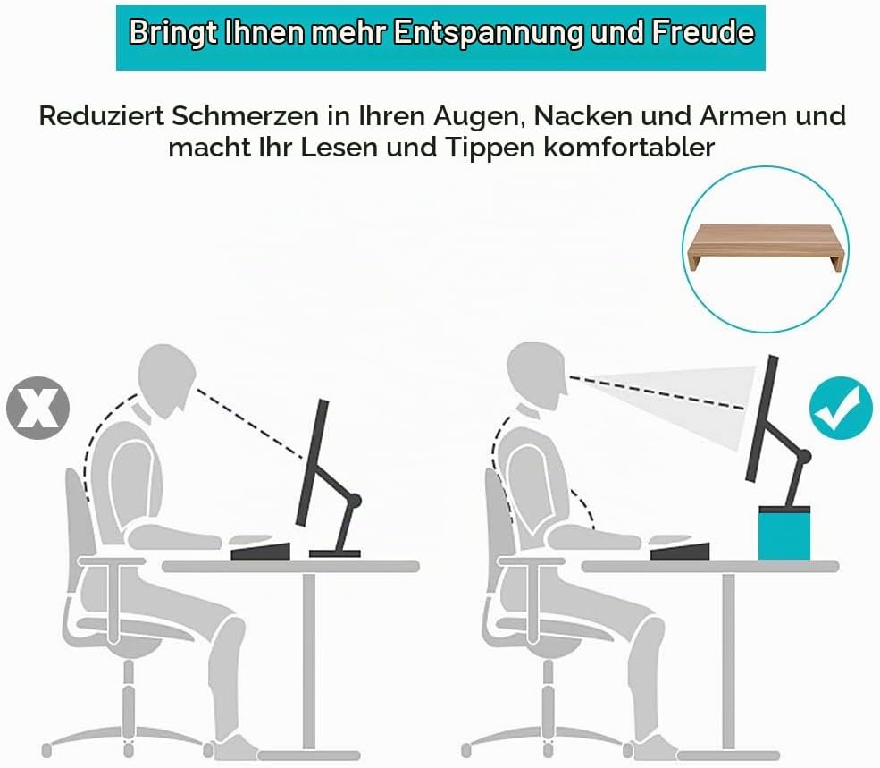 lyrlody Holzständer für Monitor, PC-Bildschirmhöhe Erhöhen, Platz Sparen und Schreibtisch Organisier