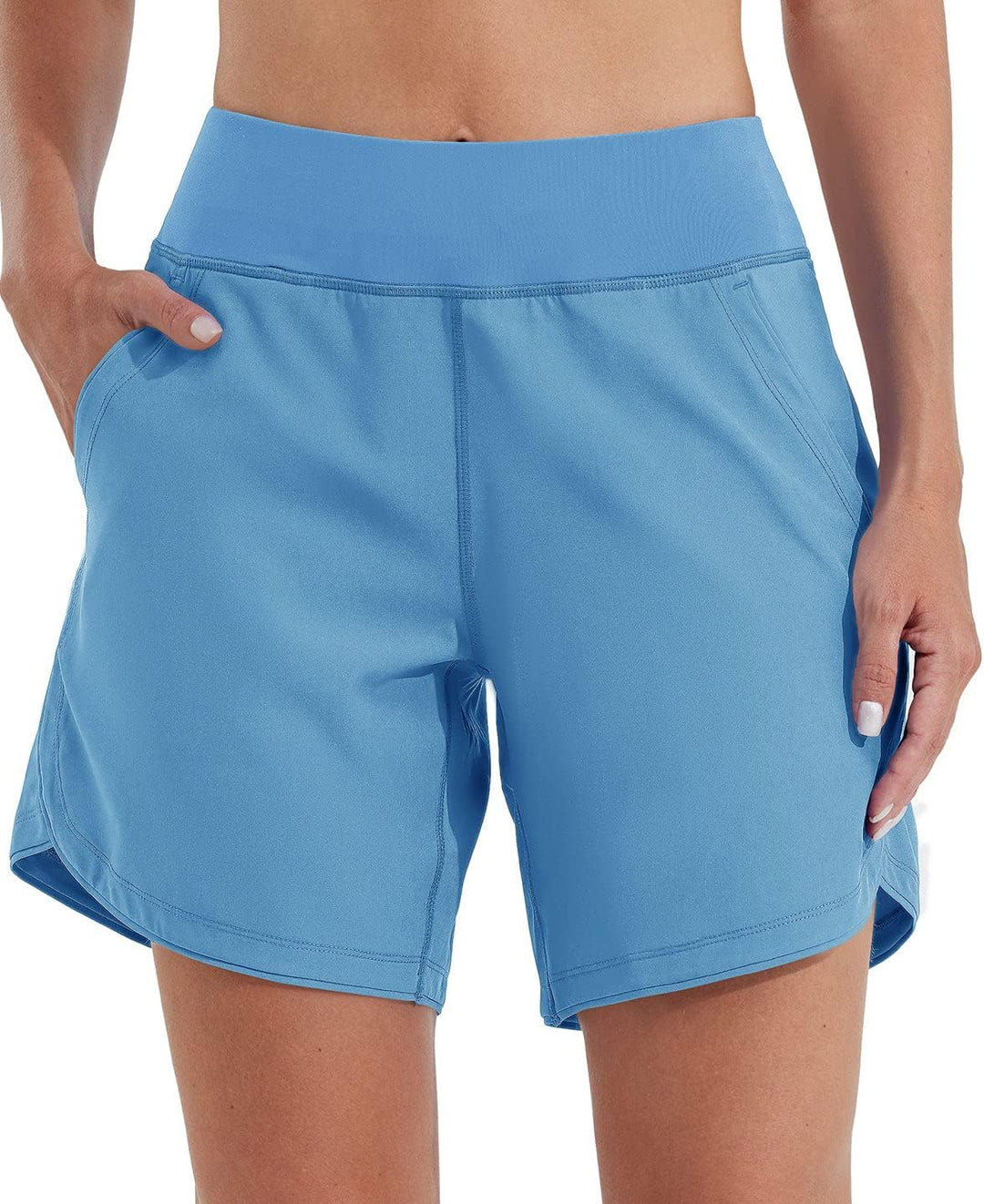 WILLIT Damen 7" Badeshorts Schwimmen Boardshorts Badehose Schnell Trocknend Bikini Shorts High Waist