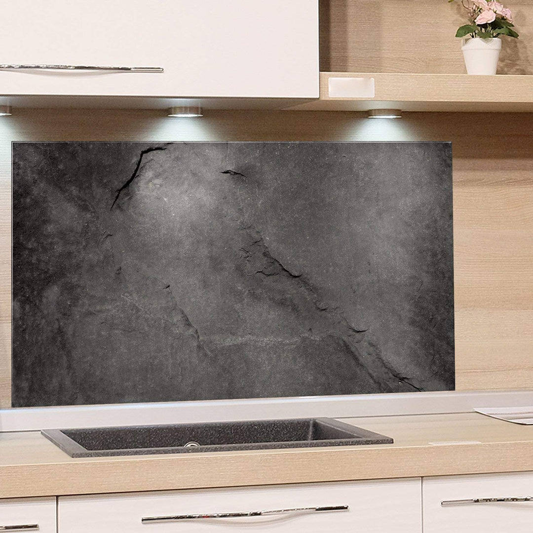 GRAZDesign Küchen-Spritzschutz Glas, Bild-Motiv Granit Grau Marmor, Glasbild als Küchenrückwand - Kü