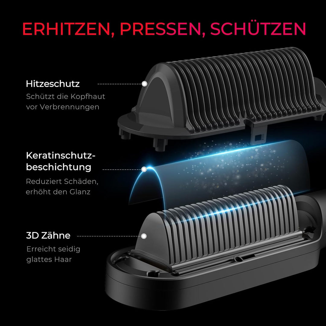 TYMO RING PLUS Ionic Hair Straightener Comb - Haarglättungsbürste und -eisen mit Nano-Titan-Beschich