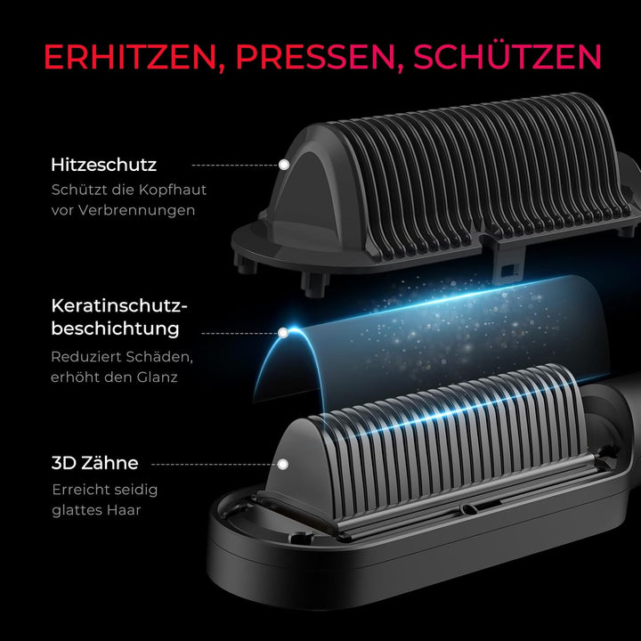 TYMO RING PLUS Ionic Hair Straightener Comb - Haarglättungsbürste und -eisen mit Nano-Titan-Beschich