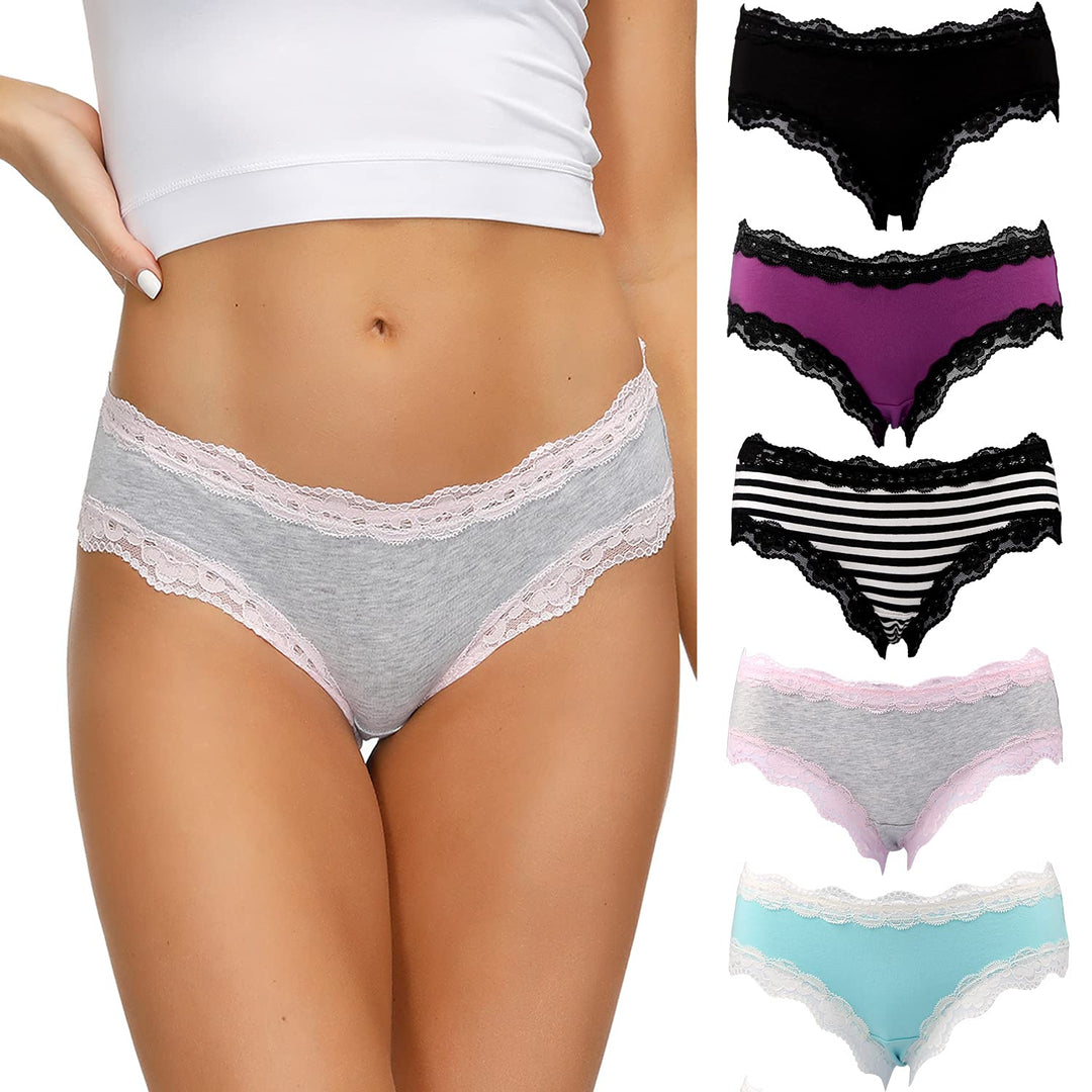 COMSOFT Baumwolle Unterwäsche Damen Höschen Sanft Spitze Hipster Slip Mehrfarbig S Mehrfarbige Slips