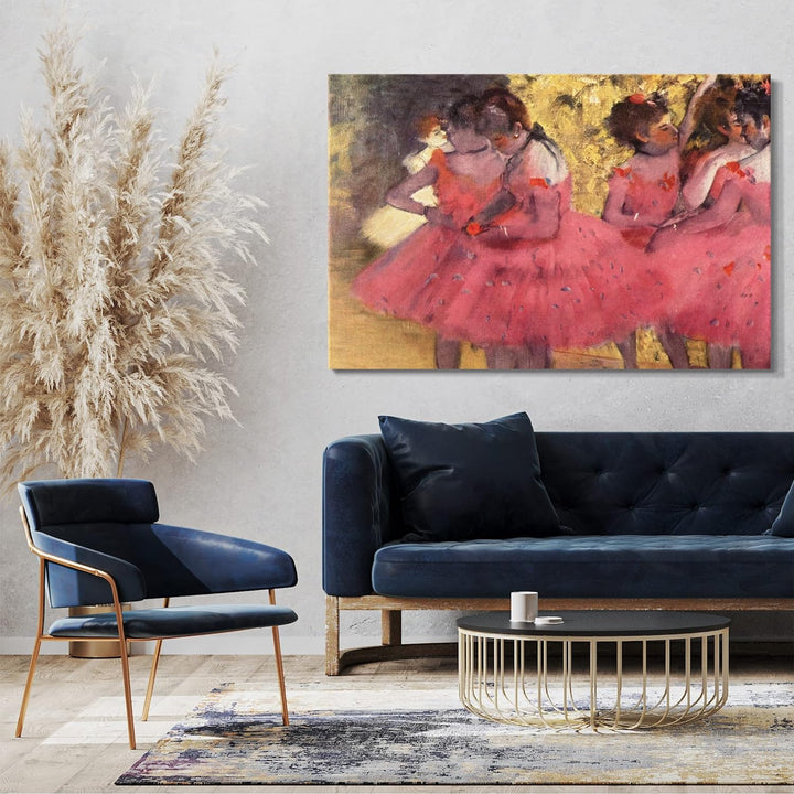 Leinwand (80x60cm): Edgar Degas - Die pinken Tänzerinnen vor dem Ballet 80x60 cm, 80x60 cm