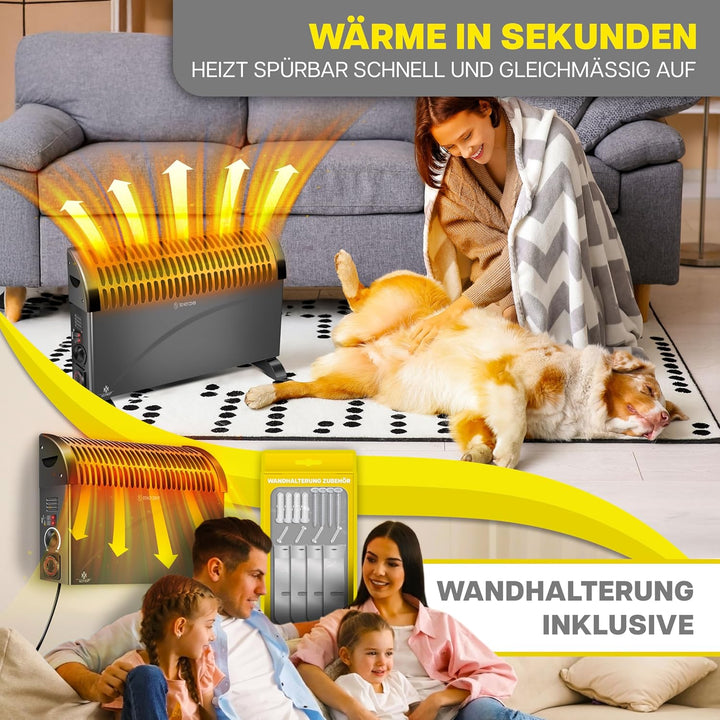 KESSER Konvektor 2000 Watt Heizgerät, 24h Timer | mit Frostwächter | stufenlose Thermosteuerung | Tu