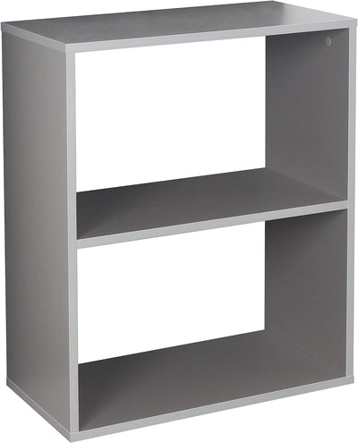 RICOO Bücherregal 2 Fächer 71 x 60 x 31 cm Regal Spannplatte aus Holz Modern grau WM111-PL, Standreg