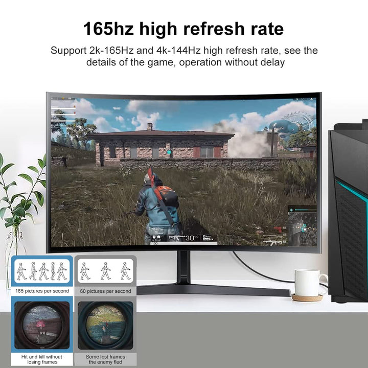 Reagle DisplayPort Kabel 1.4 DP 8K@60Hz 4K@144Hz 2K@240Hz, FreeSync, G-Sync Display Port für Gaming