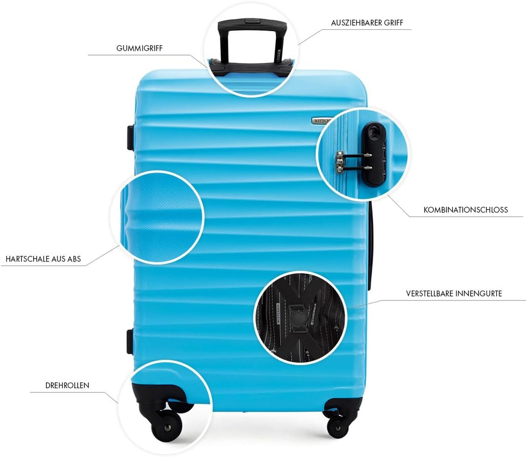 WITTCHEN Reisekoffer 4er Koffer-Set Rollkoffer Trolley Handgepäck Hartschale aus ABS mit 4 Spinner-R