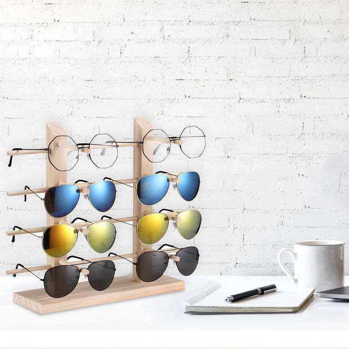 Lulullaby 4 Schichten Brillenständer für 8 Paar Brillen mit 1 Schraubendreher,Holz Gläser Display St