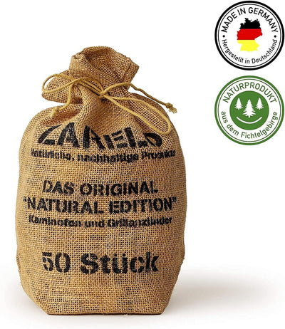 ZARELO Original 100% nachhaltige Grill- und Kaminanzünder, 3 Jutesäcke Anzündwolle mit Wachs, Grilla