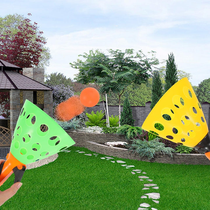 Hemobllo Pop-Pass-Catch Ballspiel Set für Kinder - 2 Wurf- & Fang-Körbe mit 3 Bällen - Aktives Outdo