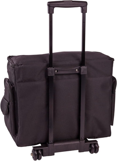 Grosse Nähmaschinen-Trolley-Tasche auf Rollen aus strapazierfähigem schwarzem Stoff, 47 x 38 x 24 cm
