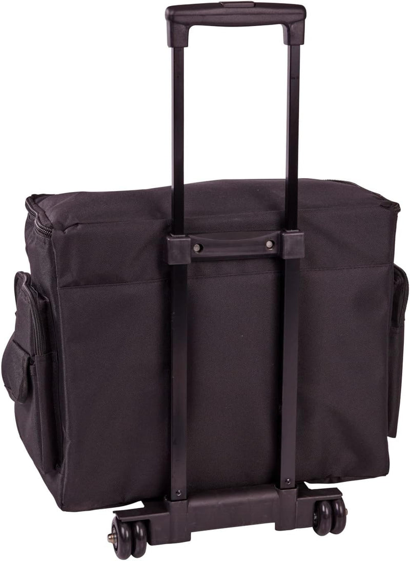 Grosse Nähmaschinen-Trolley-Tasche auf Rollen aus strapazierfähigem schwarzem Stoff, 47 x 38 x 24 cm