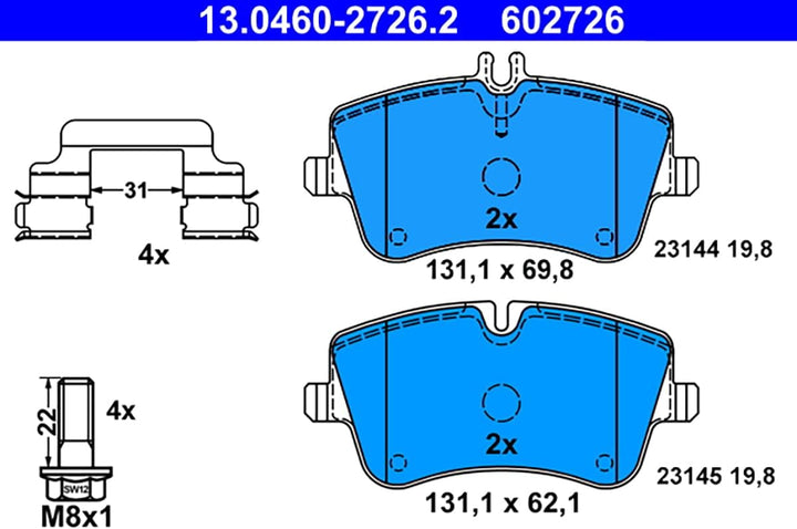 ATE Original Bremsbeläge - Belagsatz - für Scheibenbremse - 13.0460-2726.2 - ECE-R90 Strassenzulassu