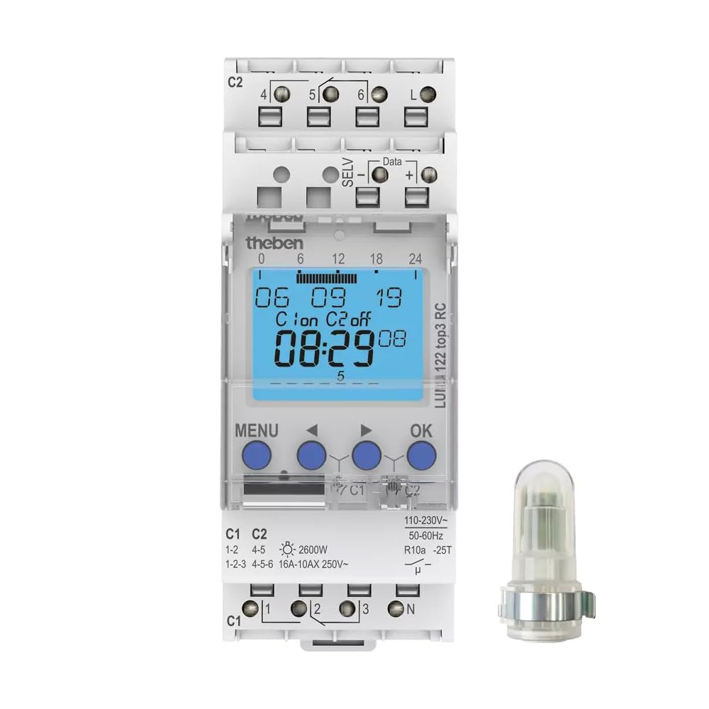 Theben Dämmerungsschalter Luna 122 top3 RC AL m.Aufbaulichtsensor Dämmerungsschalter Reiheneinbau 40
