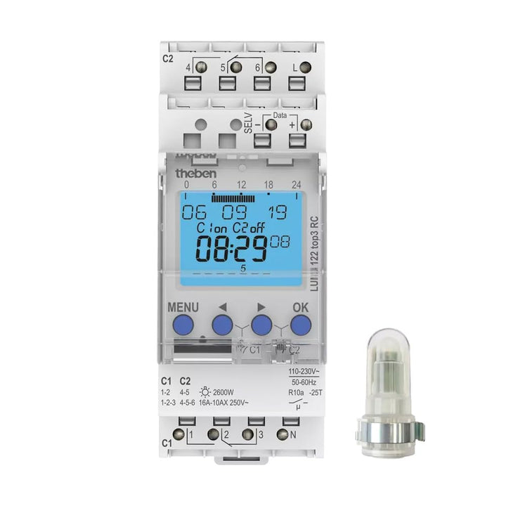 Theben Dämmerungsschalter Luna 122 top3 RC AL m.Aufbaulichtsensor Dämmerungsschalter Reiheneinbau 40