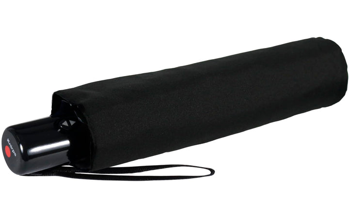 Knirps Regenschirm Slim Duomatic - klein und leicht mit Auf-Zu Automatik - Black Schwarz, Schwarz