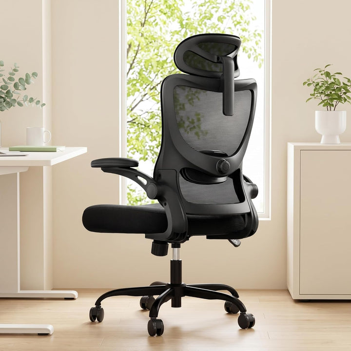 Marsail Bürostuhl Ergonomisch Schreibtischstuhl mit Verstellbarer Kopfstütze Lendenwirbelstütze und