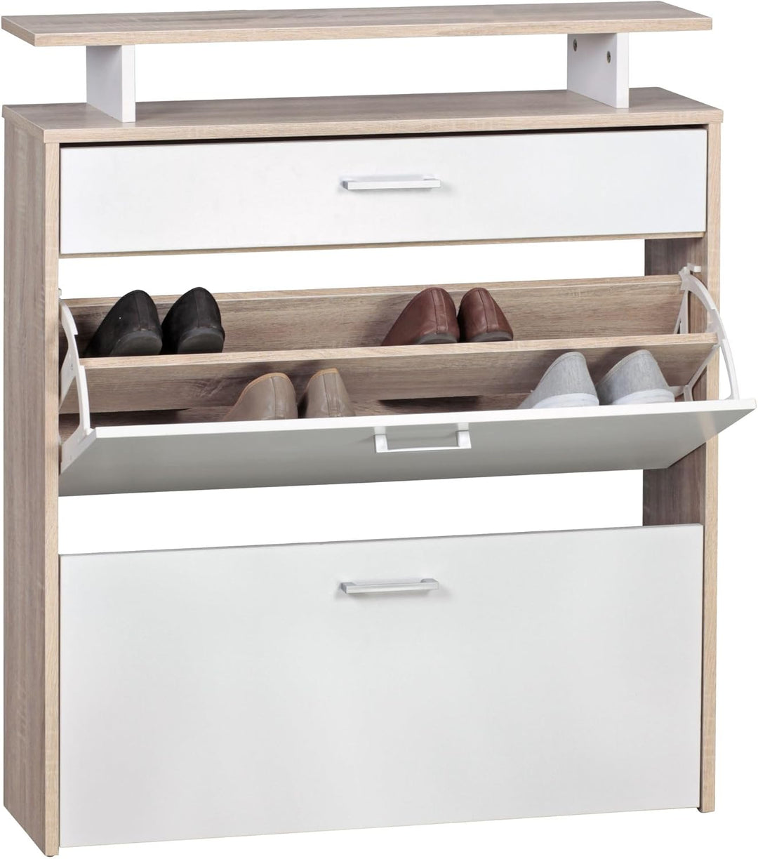 FineBuy Schuhkipper Holz 80x95x24 cm Modern Sonoma Eiche, Design Schuhregal Schuhkipper Schmal, Schu