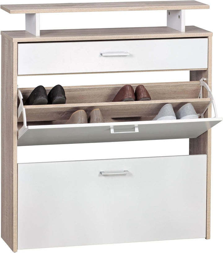 FineBuy Schuhkipper Holz 80x95x24 cm Modern Sonoma Eiche, Design Schuhregal Schuhkipper Schmal, Schu