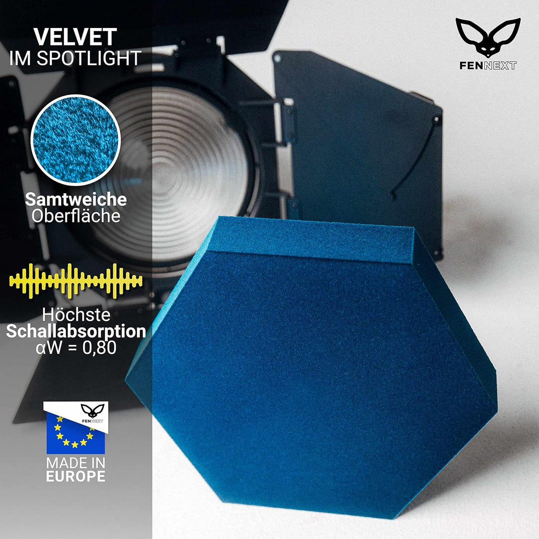 FENNEXT ® Velvet Schallabsorber Wand - Dekorative Hexagon Akustikpaneele für Gaming, YouTube Studio,