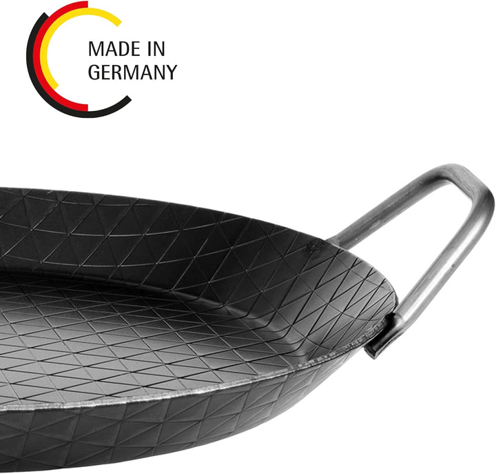 GRÄWE Schmiedeeiserne Servierpfanne F 400, Ø 32 cm, Eisenpfanne mit Griffen, 400° C hitzebeständig,