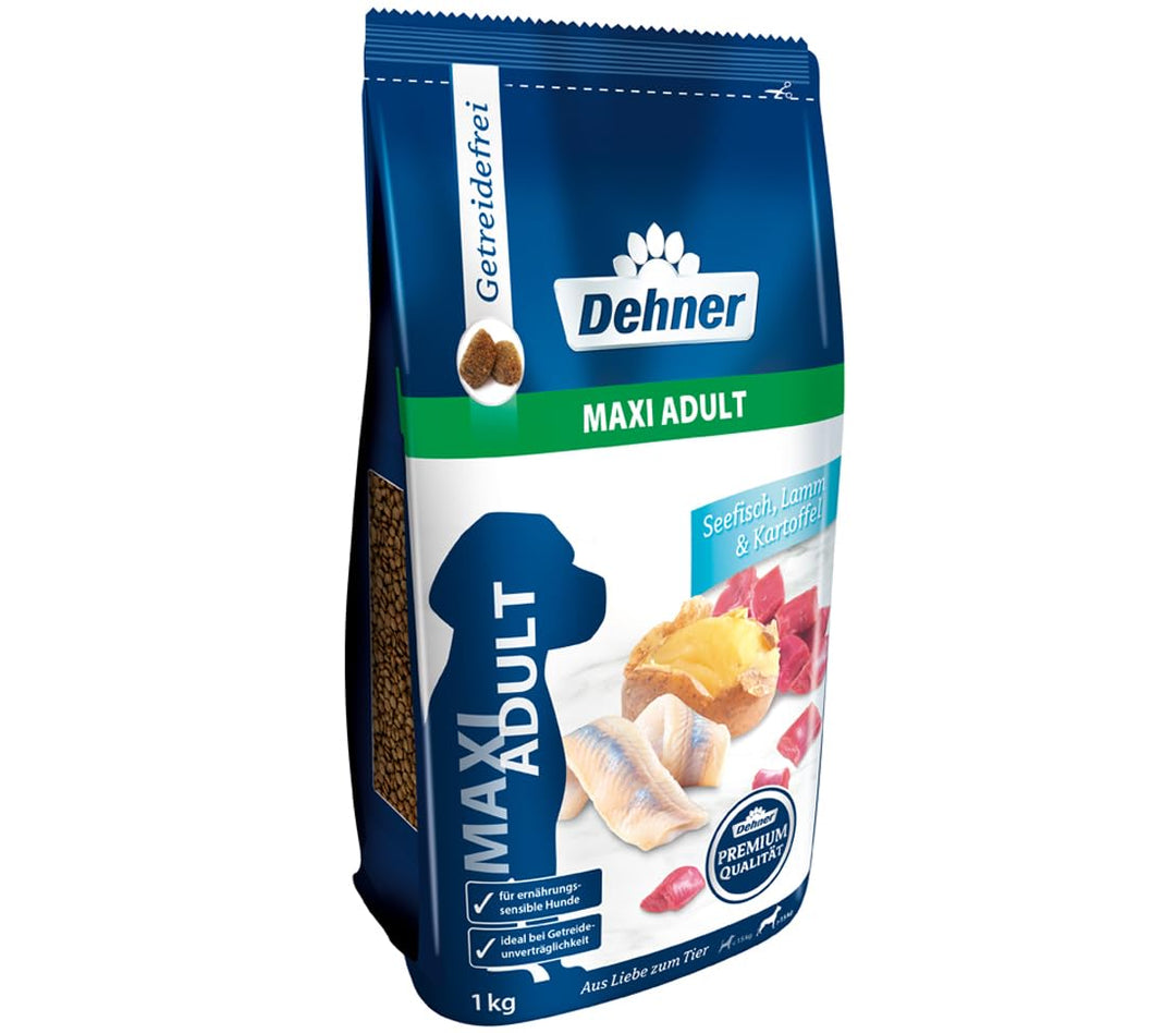 Dehner Premium Hundefutter Maxi Adult, Trockenfutter getreidefrei, für ausgewachsene Hunde grosser R