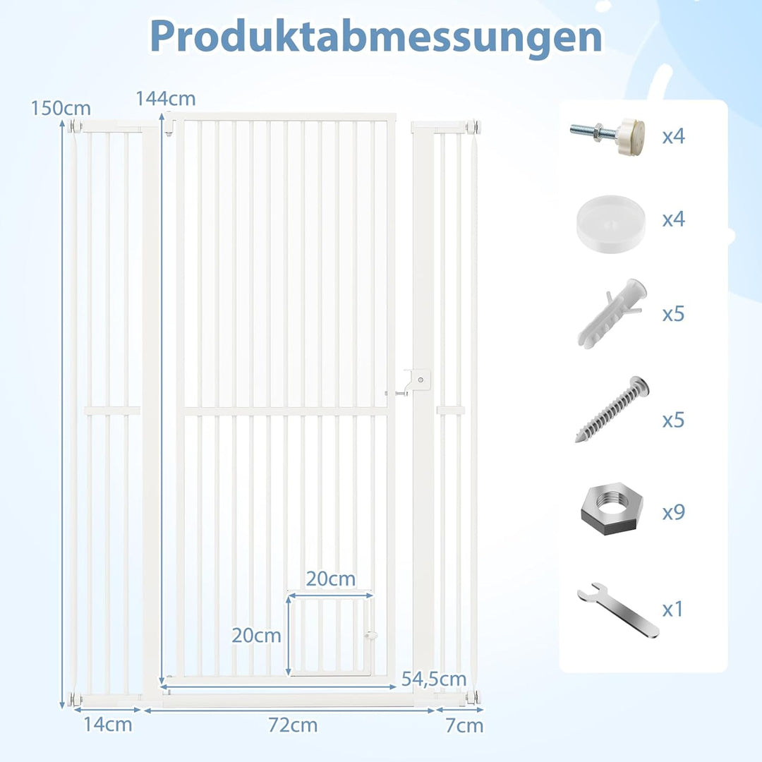 COSTWAY Türschutzgitter Hunde, Absperrgitter ganz hoch, 77-104 cm x 150 cm, Schutzgitter mit Kleiner